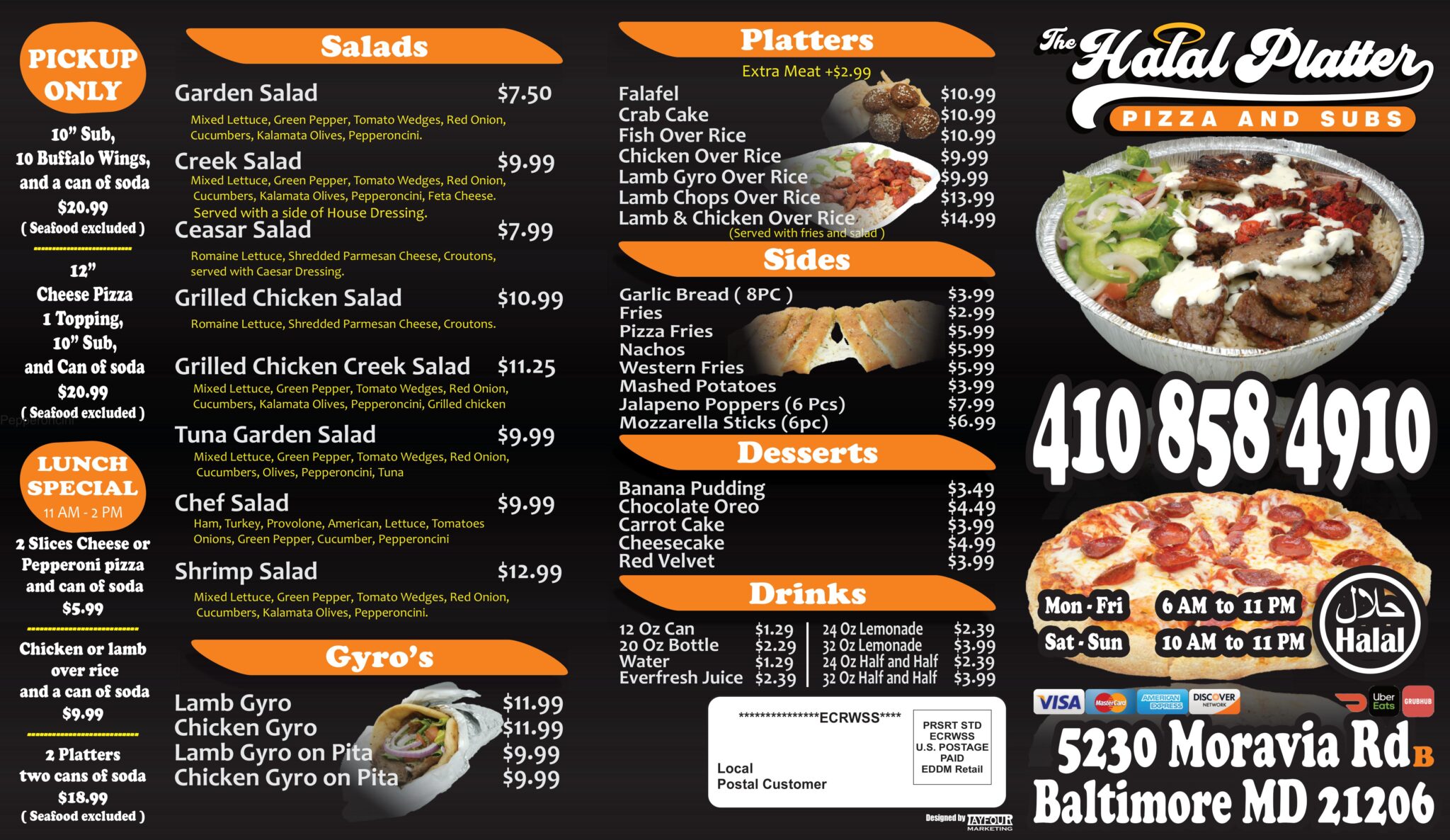 Halal Platter - Pizza and Subs